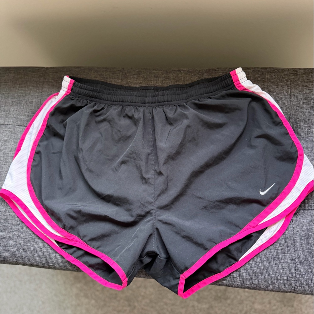 Nike Women’s Black Athletic Shorts with Pink Trim